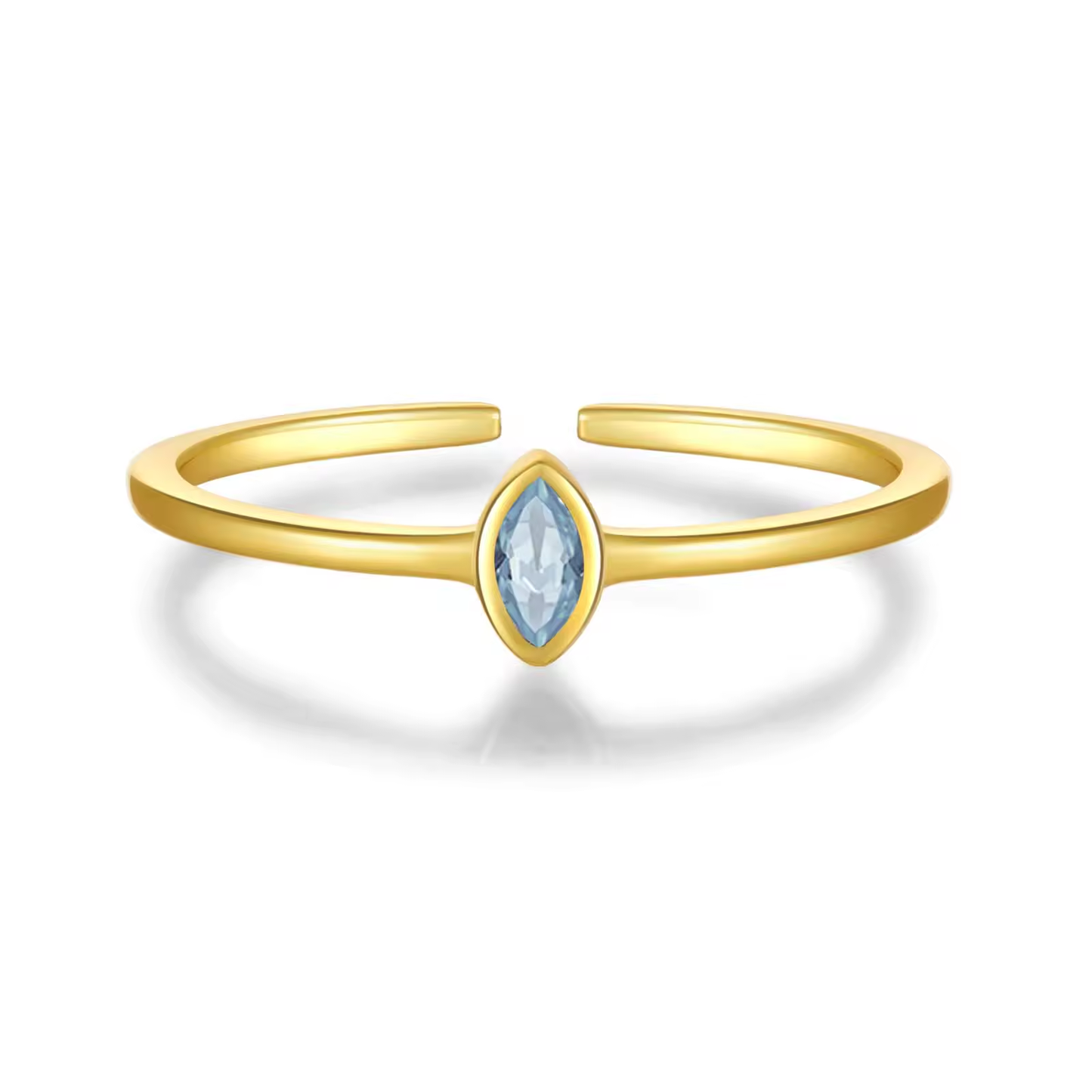 Ring 18kt Verguld Zilver | Blue Zirconia
