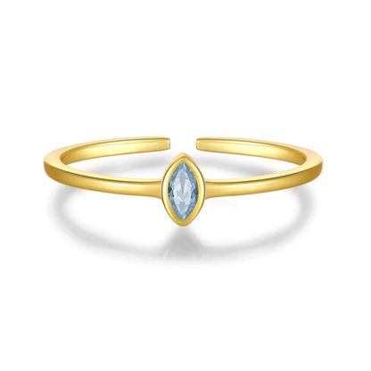 Ring 18kt Verguld Zilver | Blue Zirconia