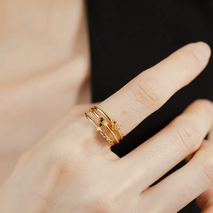 Ring 18kt Verguld Zilver | Zirconia Blue