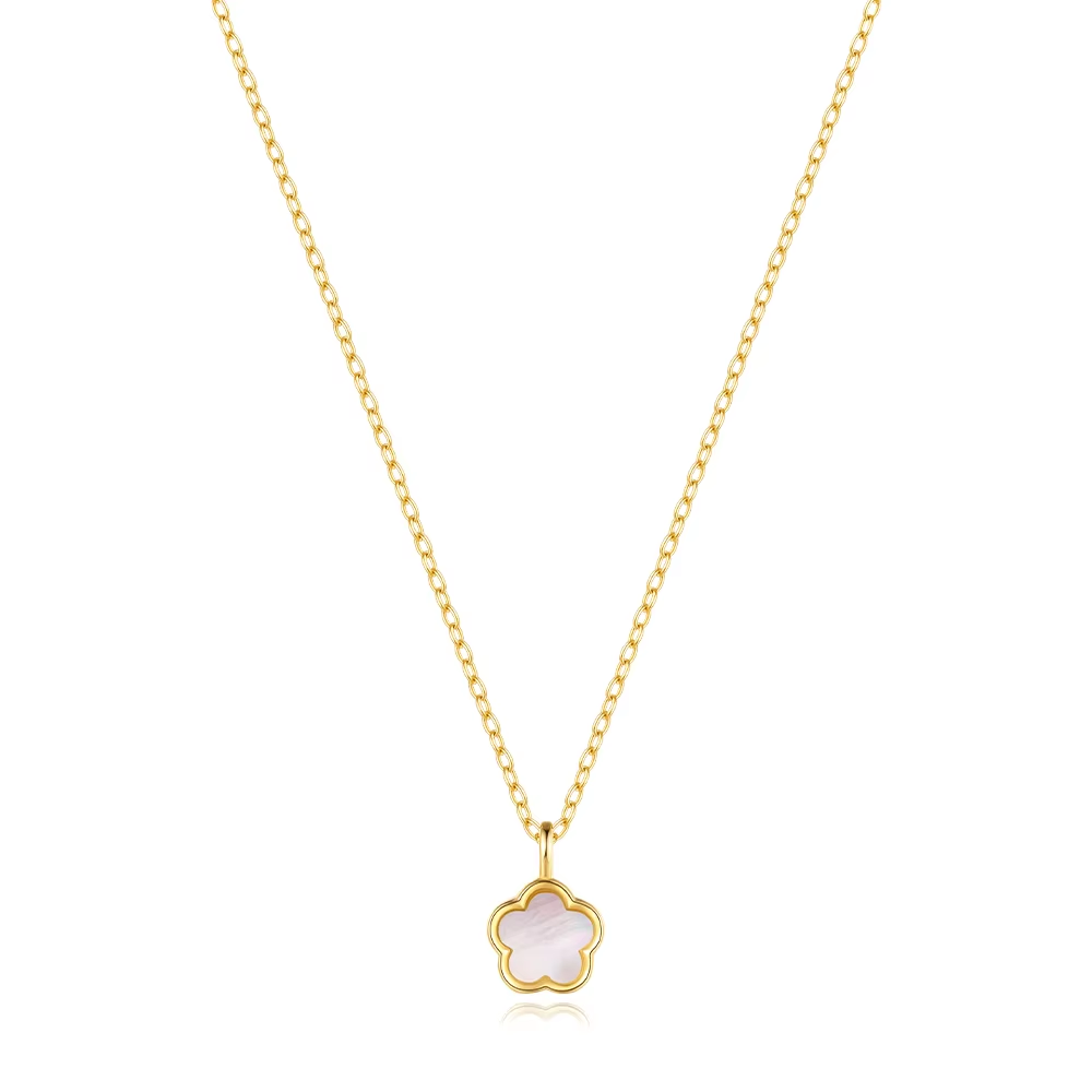 Ketting 18kt Verguld Zilver | Pearl Flower