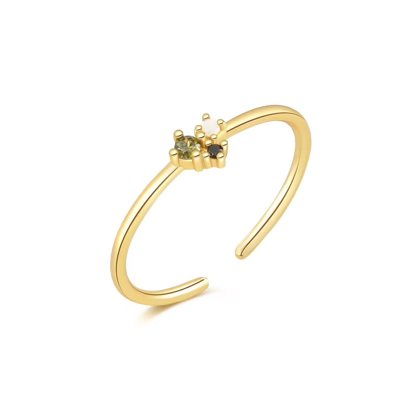 Ring 18kt Verguld Zilver | Zirconia Green