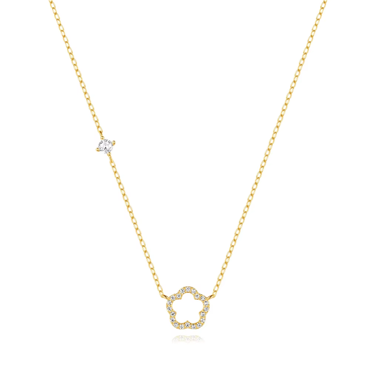Ketting 18kt Verguld Zilver | Zirconia Flower